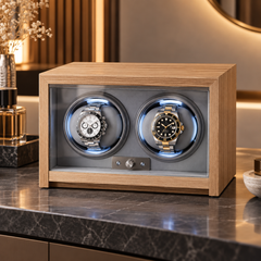 Atelier 2 montres, bois clair et intérieur gris