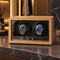 Atelier 2 montres, bois clair et intérieur noir