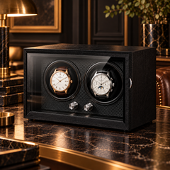 Nocturne – 2 montres, finition noire, deux boutons argentés — vue secondaire