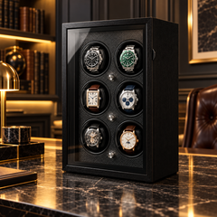 Nocturne – 6 montres, finition noire, trois boutons argentés — vue secondaire
