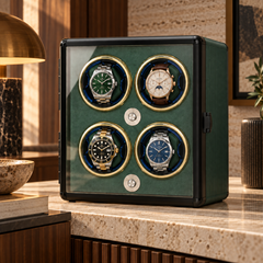 Orbite 4 montres vert émeraude, stries fines