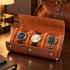 Escale 3 montres cognac — ambiance premium