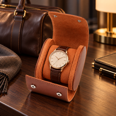 Escale cognac — étui de voyage pour montre dans une suite élégante